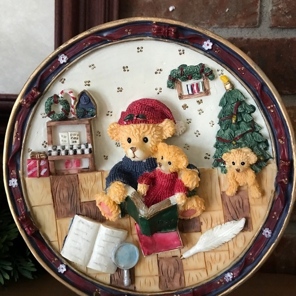 Rare VTG 1970’s Hand Painted 3D Teddy Bear Plate - Picture 7 of 12